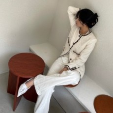 샤넬 CHANEL 2021 SS 트위드 라인 포켓 여성 자켓 커스텀