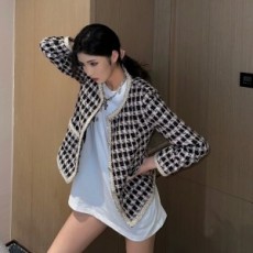 샤넬 CHANEL 2021 SS 체크 라인 포켓장식 여성 자켓 커스텀