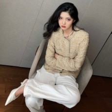 샤넬 CHANEL 2021 SS 트위드 체크 포켓 여성 자켓 커스텀