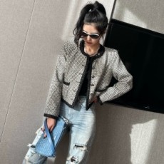 샤넬 CHANEL 2021 SS 체크 스티치 라인 여성 자켓 커스텀