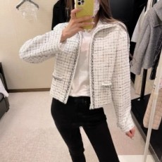 샤넬 CHANEL 2021 SS 체크 포켓 화이트 여성 자켓 커스텀
