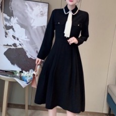 샤넬 CHANEL 2021 SS 투톤 리본 블랙 여성 원피스 커스텀