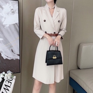 버버리 BURBERRY 2021 SS 투톤 벨트 주름 여성 원피스 커스텀