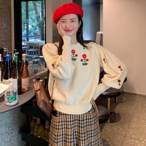 구찌 GUCCI 2021 SS 플라워 자수 니트 여성 상의 커스텀