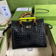 구찌 GUCCI 2021 SS 다이애나 스몰 악어가죽무늬 블랙 토트백 660195 커스텀