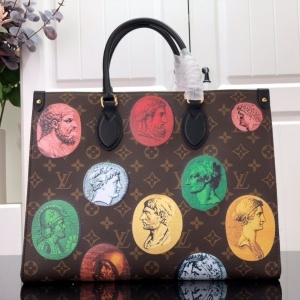 루이비통 LOUIS VUITTON 2021 SS 카메오 프린티드 캔버스 온더고 MM 토트백 M59245 커스텀