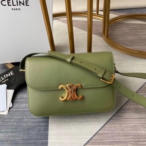 셀린느 CELINE 2021 SS 트리오페 카프스킨 옐로우그린 숄더백 커스텀