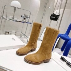 셀린느 CELINE 2021 SS 스티치 스웨이드 각인로고 카멜 여성 중부츠 커스텀