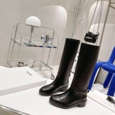 셀린느 CELINE 2021 SS 벨트버클 각인로고 레더 블랙 여성 롱부츠 커스텀