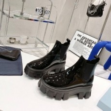 프라다 PRADA 2021 SS 투톤 에나멜 블랙 하이탑 여성 슈즈 커스텀