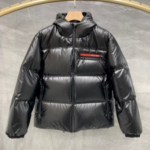 프라다 PRADA 2021 SS 패치로고 후드 유광 남성 패딩 커스텀
