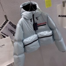 프라다 PRADA 2021 SS 띠로고 지퍼 포켓 민트 여성 패딩조끼 커스텀급