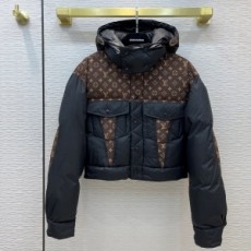 루이비통 LOUIS VUITTON 2021 SS 모노그램 투톤 후드 포켓 블랙 여성 패딩 커스텀급
