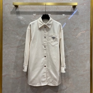 프라다 PRADA 2021 SS 삼각로고 포켓 여성 롱셔츠 커스텀급