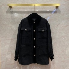 미우미우 MIUMIU 2021 SS 벨벳 카라 투톤 포켓 여성 자켓 커스텀급