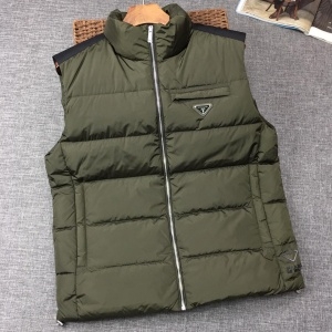 프라다 PRADA 2021 SS 삼각로고 투톤 포켓 퀄팅 그린 남성 패딩조끼 커스텀급
