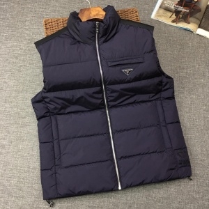 프라다 PRADA 2021 SS 삼각로고 투톤 포켓 퀄팅 네이비 남성 패딩조끼 커스텀급