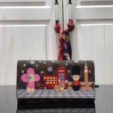 루이비통 LOUIS VUITTON 2021 SS 다미에 에벤 캐릭터 똑딱이 장지갑 N60491 커스텀급