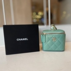 샤넬 CHANEL 2021 SS 미니 클래식 코스메틱 진주 손목스트랩 민트 파우치백 AP2161 커스텀급