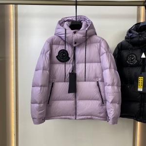 몽클레어 MONCLER 2021 SS 패치로고 후드 퀄팅 지퍼 보라 남성 패딩 커스텀급