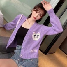 알레산드라리치 Alessandra Rich 2021 SS 캐릭터 로고 진주단추 여성 니트 가디건 커스텀급