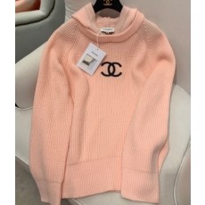 샤넬 CHANEL 2021 SS CC로고 자수 후드 핑크 여성 니트 상의 커스텀급