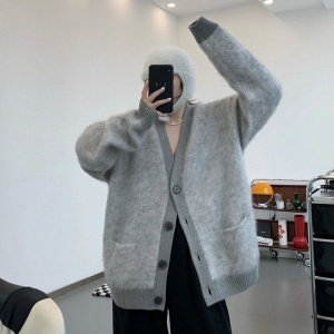 아크네 ACNE 2021 SS 캐시미어 포켓 그레이 여성 니트 가디건 커스텀급