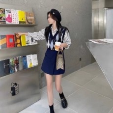 알레산드라리치 Alessandra Rich 2021 SS 체크무늬 브이넥 여성 니트 조끼 커스텀급