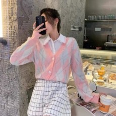 알레산드라리치 Alessandra Rich 2021 SS 체크무늬 여성 니트 가디건 커스텀급