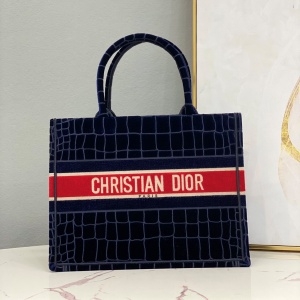 디올 DIOR 2021 SS 띠로고 네이비 벨벳 미듐 여성 북 토트백 미러급
