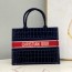디올 DIOR 2021 SS 띠로고 네이비 벨벳 미듐 여성 북 토트백 미러급
