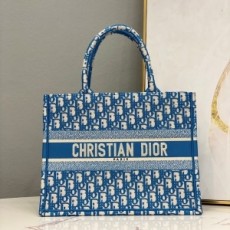 디올 DIOR 2021 SS 오블리크 띠로고 블루 여성 미듐 북 토트백 미러급