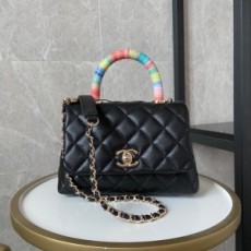 샤넬 CHANEL 2021 SS 투톤 랜스킨 스몰 코코 핸들백 여성 토트백 AS2215 커스텀급