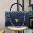 샤넬 CHANEL 2021 SS 쉐브론 금장로고 네이비 코코 핸들백 여성 토트백 92991 커스텀급