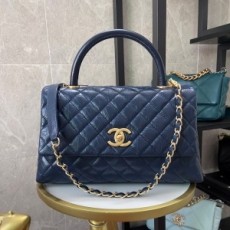 샤넬 CHANEL 2021 SS 퀄팅 금장로고 네이비 코코 핸들백 여성 토트백 92991 커스텀급
