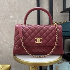 샤넬 CHANEL 2021 SS 퀄팅 금장로고 버건디 코코 핸들백 여성 토트백 92991 커스텀급