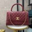 샤넬 CHANEL 2021 SS 퀄팅 금장로고 버건디 코코 핸들백 여성 토트백 92991 커스텀급