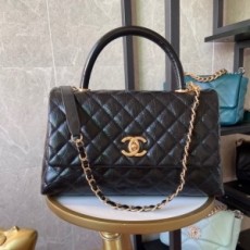 샤넬 CHANEL 2021 SS 퀄팅 금장로고 블랙 코코 핸들백 여성 토트백 92991 커스텀급
