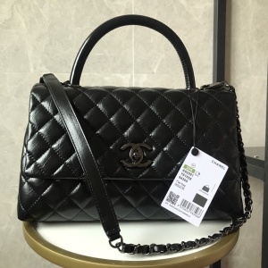 샤넬 CHANEL 2021 SS 퀄팅 블랙로고 블랙 코코 핸들백 여성 토트백 92991 커스텀급