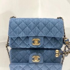 샤넬 CHANEL 2021 SS 퀄팅 데님 플랩백 NEW 미니 여성 체인 크로스백 커스텀