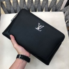 루이비통 LOUIS VUITTON 2021 SS 레더 블랙 패치지퍼 남성 클러치백 커스텀