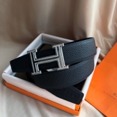 에르메스 HERMES 2021 SS 큐빅 로고 레더 금속버클 남성 벨트 커스텀