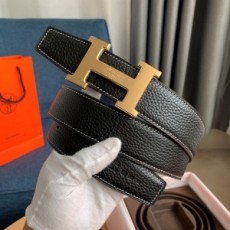 에르메스 HERMES 2021 SS 캐릭터 로고 금속버클 레더 스티치 남성 벨트 커스텀