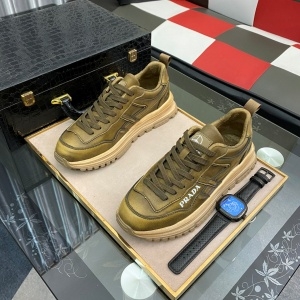 프라다 PRADA 2021 SS 캐릭터 로고 스웨이드 카키 남성 슈즈 커스텀