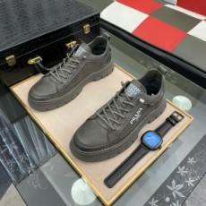 프라다 PRADA 2021 SS 캐릭터 로고 스티치 레더 그레이 남성 슈즈 커스텀