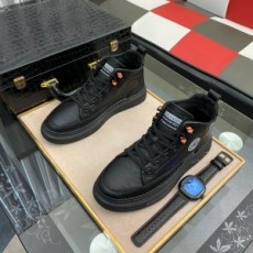 베르사체 VERSACE 2021 SS 캐릭터 로고 스티치 레더 블랙 남성 슈즈 커스텀