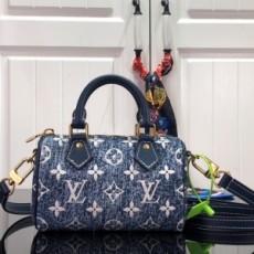 루이비통 LOUIS VUITTON 2022 SS 데님 자카드 나노 스피디 블루 M81168 커스텀급