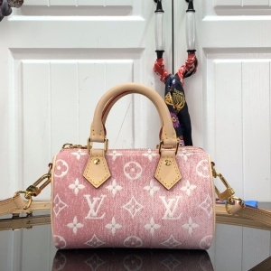 루이비통 LOUIS VUITTON 2022 SS 데님 자카드 나노 스피디 핑크 M81213 커스텀급