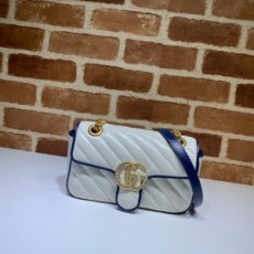 구찌 GUCCI 2022 SS 마몬트 마틀라세 미니 숄더백 네이비라인 화이트 446744 커스텀급