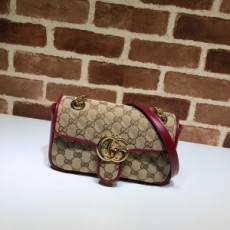 구찌 GUCCI 2022 SS 마몬트 마틀라세 미니 숄더백 레드라인 베이지 446744 커스텀급